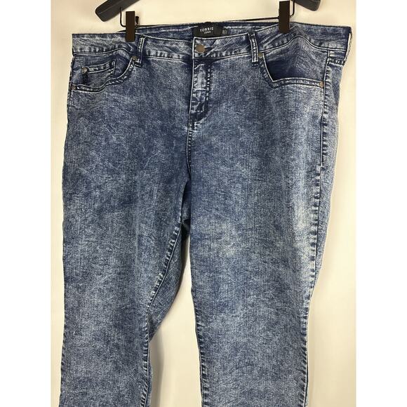 Torrid Cropped Skinny Jeans Acid Wash Mid Rise Stretch Blue Women's Plus Size 26 - Picture 3 of 11